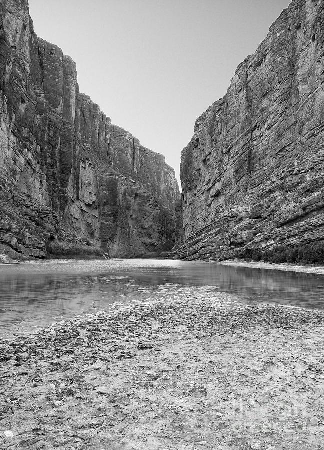 Santa Elena Canyon Big Bend National Park Texas Black and White Photograph by Shawn OBrien