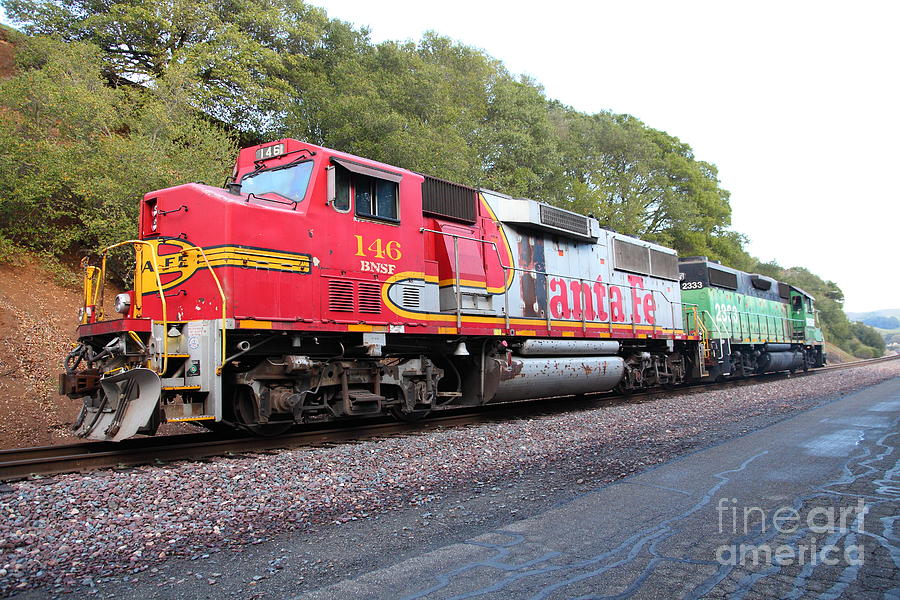 Santa Fe and Burlington Northern BNSF Locomotives at Fernandez Ranch  California - 5D21154 by Wingsdomain Art and Photography