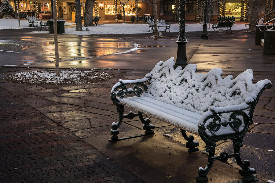 Santa Fe Plaza Bench Photograph by Dave Dilli