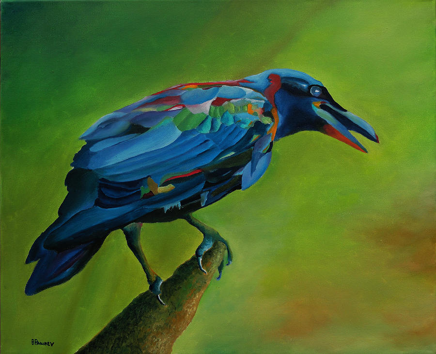Raven Painting - Santa Fe Raven by Robert and Jill Pankey