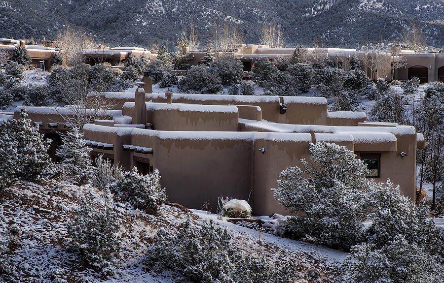 Santa Fe Snowy neighborhood Photograph by Dave Dilli