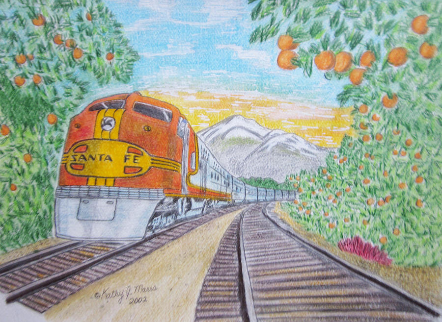 Santa Fe Painting - Santa Fe Super Chief Train by Kathy Marrs Chandler