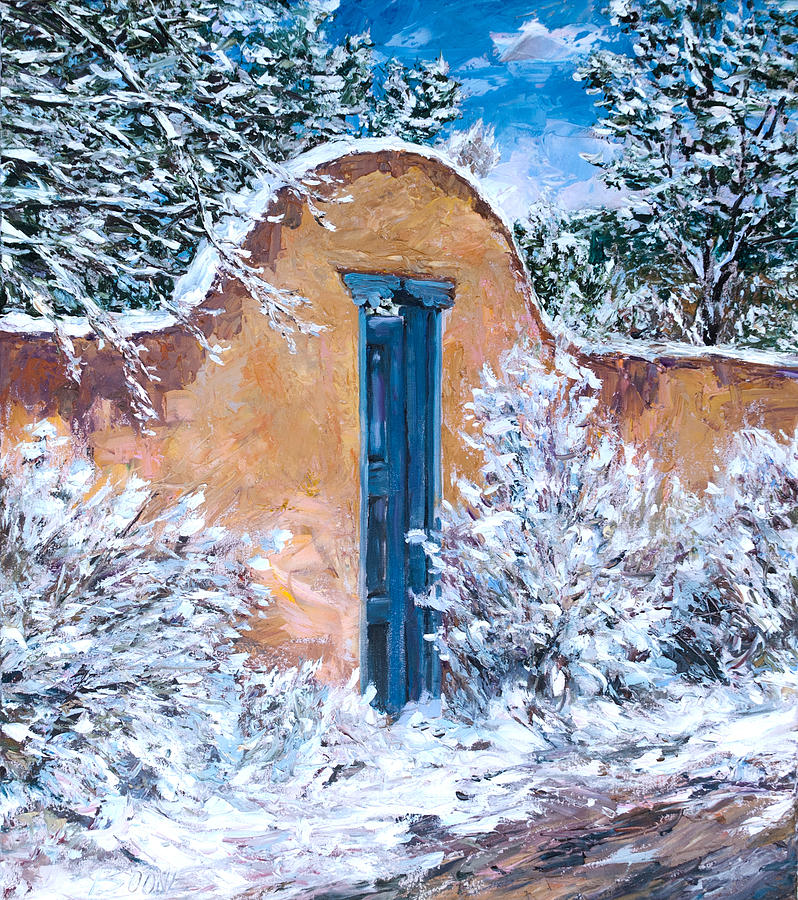 Canvas Santa Fe >> Santa Fe Winter Painting by Steven Boone Canvas Santa Fe >> Santa Fe Winter Painting by Steven Boone