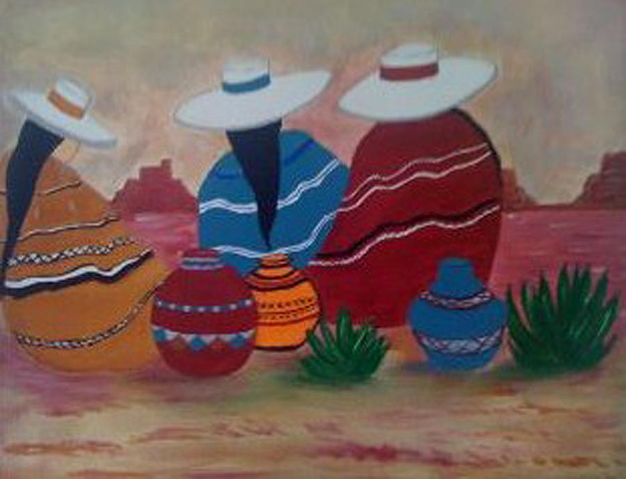 Santa Fe Painting - Santa Fe Women by Judi Goodwin