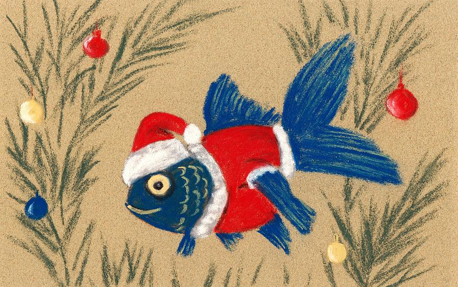 Santa Fish Painting by Anastasiya Malakhova
