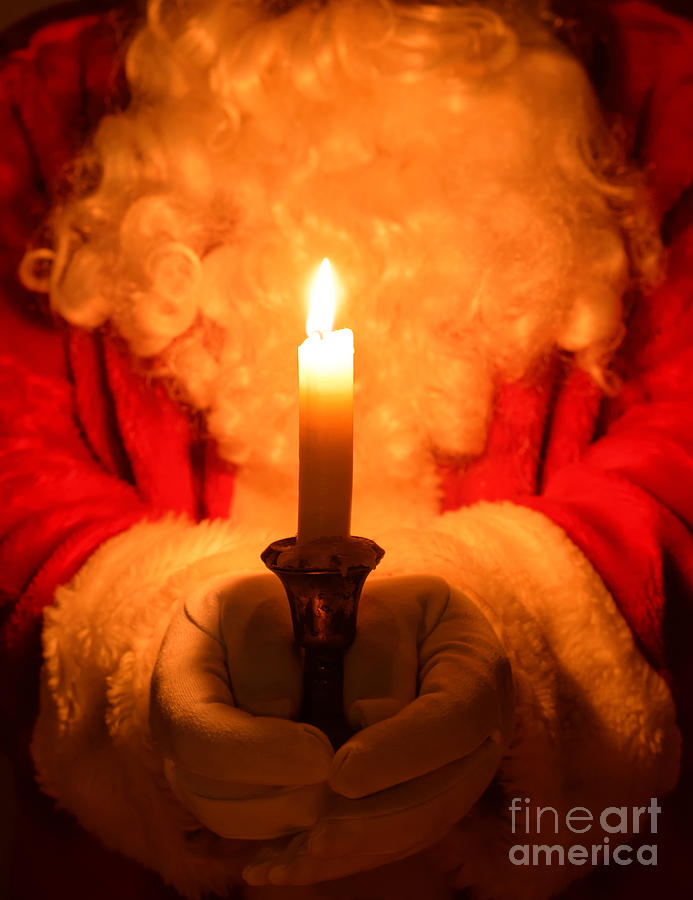 Santa Claus Photograph - Santa Holding Candle by Amanda Elwell
