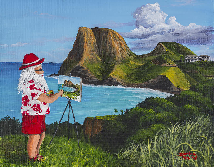 Santa in Kahakuloa Maui Painting by Darice Machel McGuire