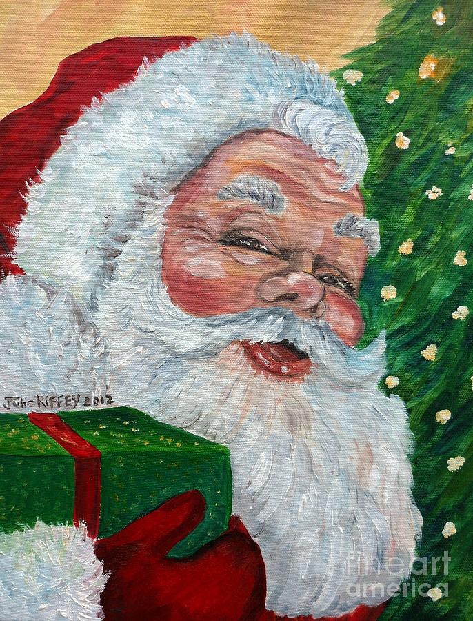 Christmas Painting - Santa by Julie Brugh Riffey