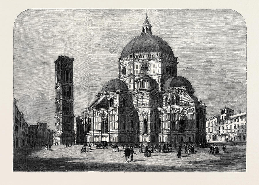 Santa Maria Del Fiore The Cathedral Of Florence Drawing by English School