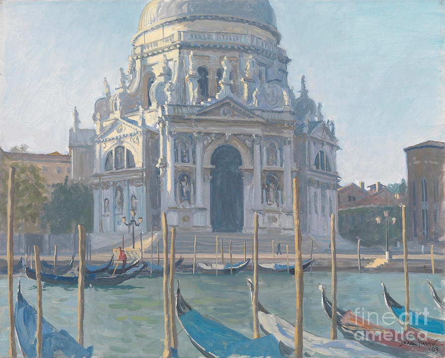 Boat Painting - Santa Maria della Salute by Julian Barrow
