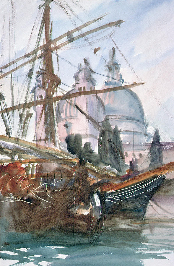 Boat Photograph - Santa Maria Della Salute, Venice Wc by John Singer Sargent