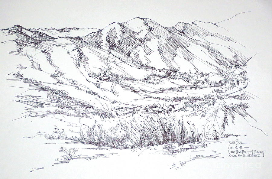 Santa Monica Mountains view from Kanan Road Drawing by Robert Birkenes