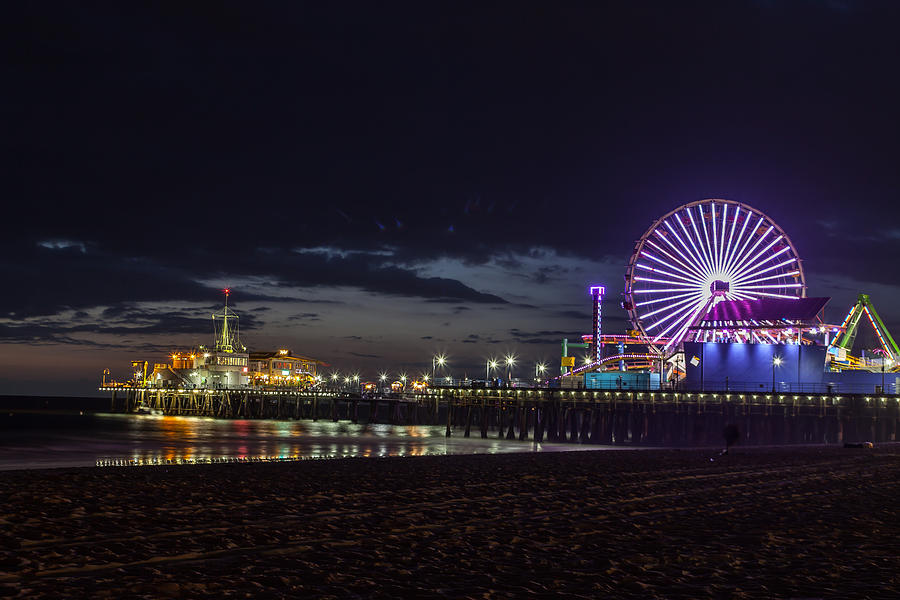 Santa Monica Pier At Night Photograph by Aaron Jettleson