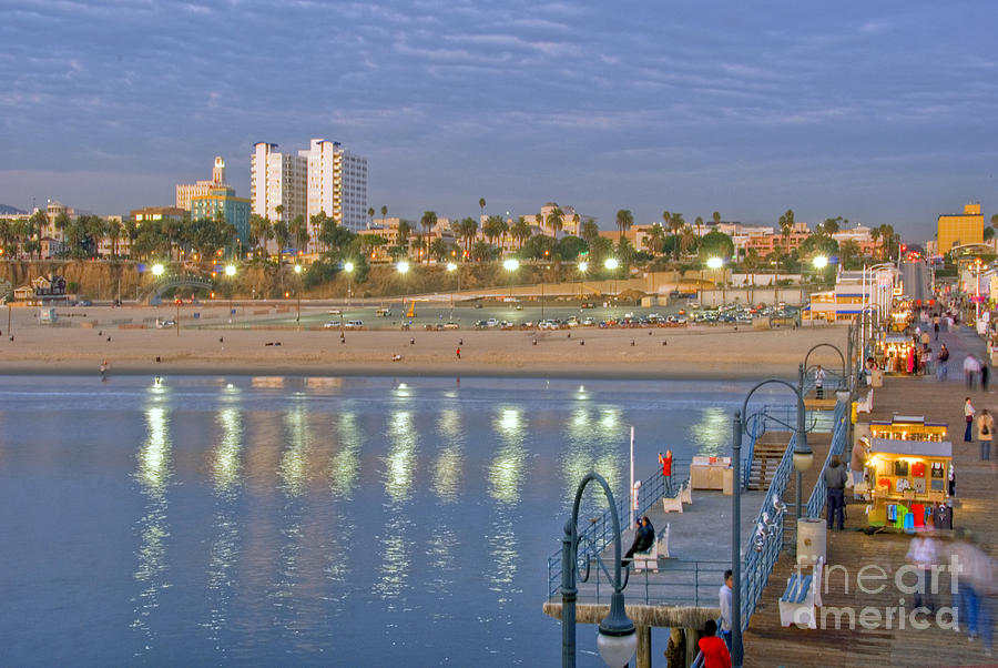 Santa Monica Pier POV  Beach City Boardwalk at Sunset Photograph by David Zanzinger