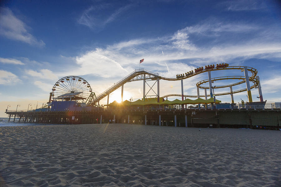 Santa Monica Pier Roller Coaster On Top Photograph by Scott Campbell