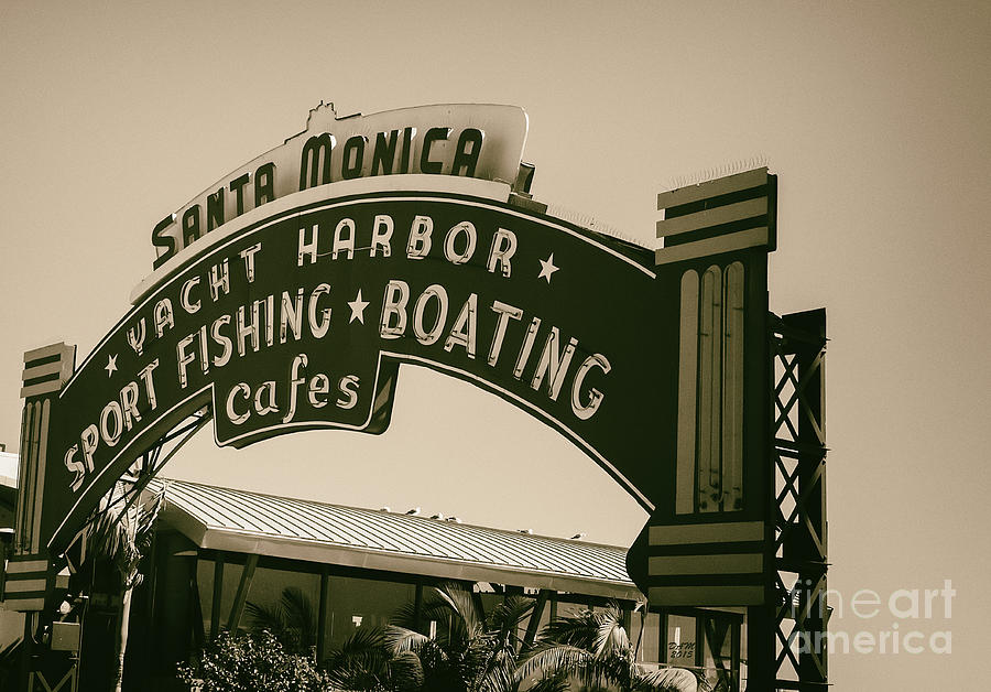 Santa Monica Pier Sign Photograph by David Millenheft