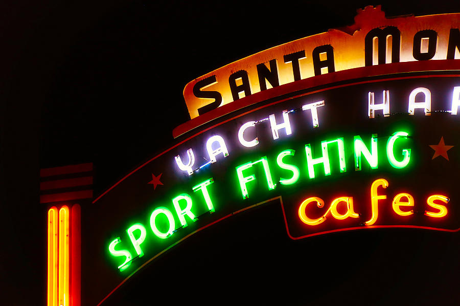Santa Monica Pier Sign Photograph by Michael Hope