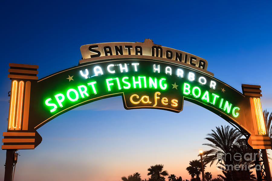 Santa Monica Photograph - Santa Monica Pier Sign by Paul Velgos