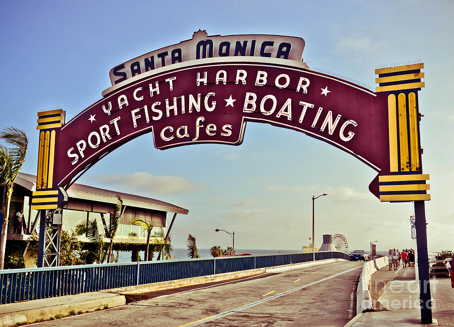 Santa Monica Pier Sign Photograph by Stacey Granger