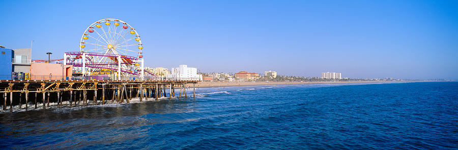 Beach Photograph - Santa Monica Pier With Ferris Wheel by Panoramic Images