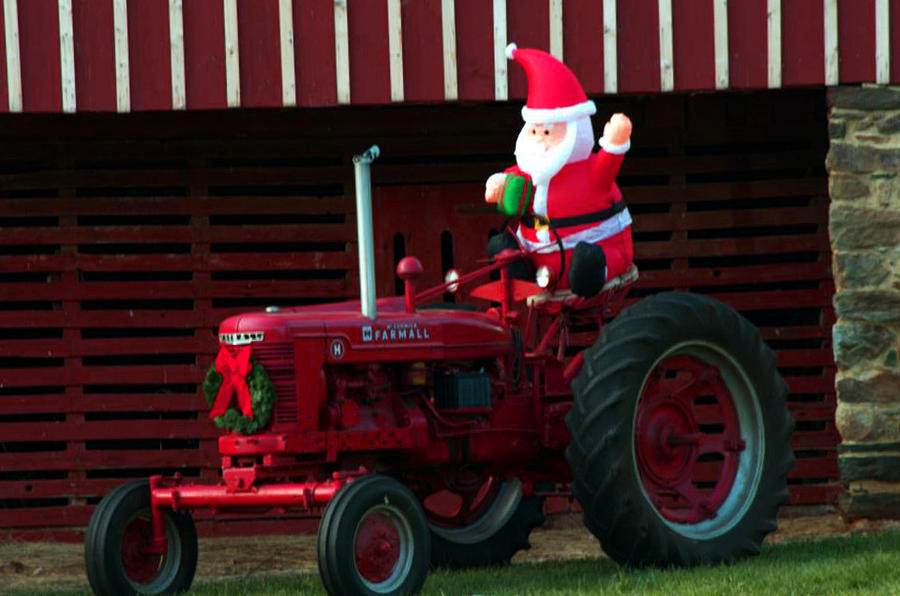 Santa On His Tractor Photograph by Cathy Shiflett