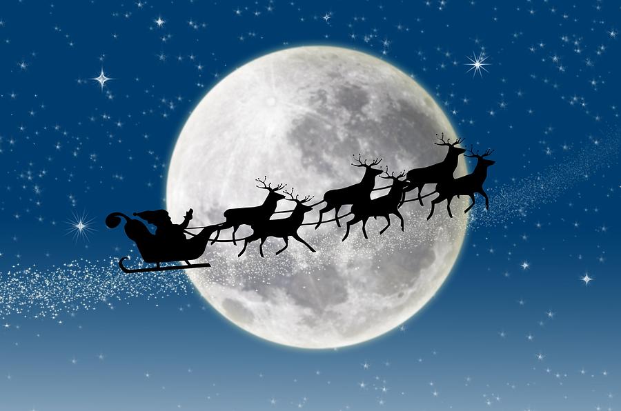 Santa Over The Moon Photograph by Doc Braham