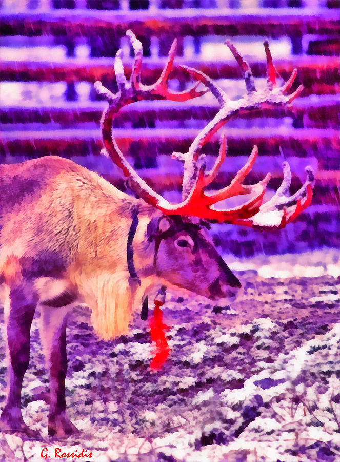 Santa reindeer Painting by George Rossidis
