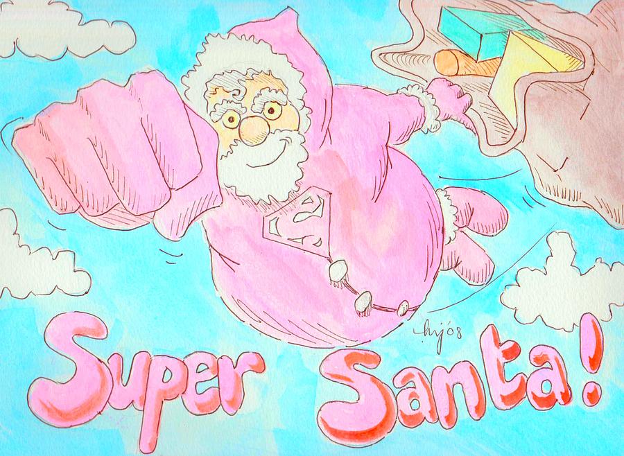 Santa Superhero Cartoon Drawing