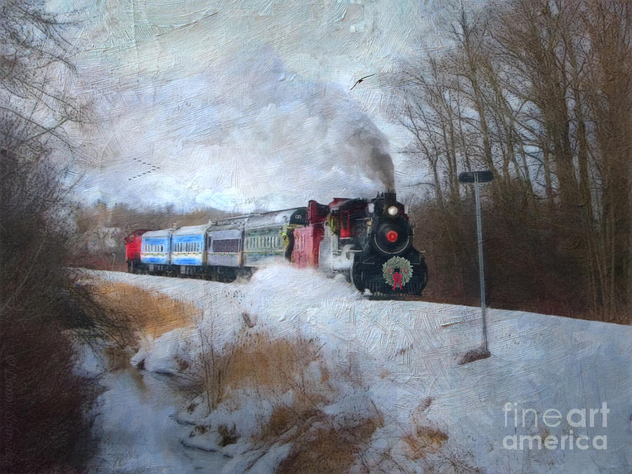 Winter Digital Art - Santa Train - Waterloo Central Railway No Text by Lianne Schneider