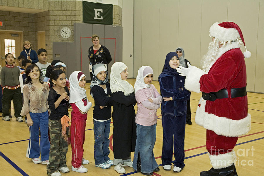 Santa Visits Salina Elementary Photograph by Jim West