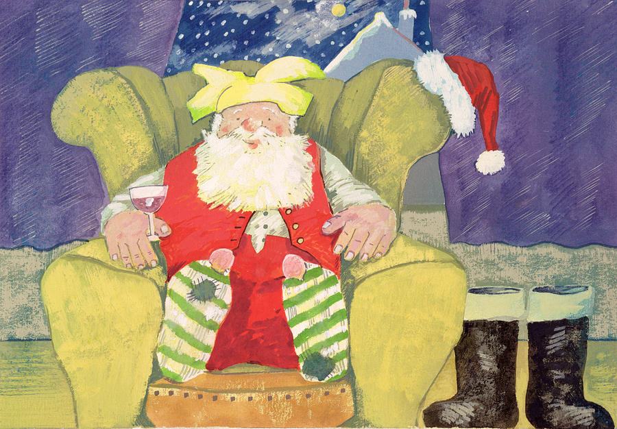 Christmas Painting - Santa Warming his Toes  by David Cooke