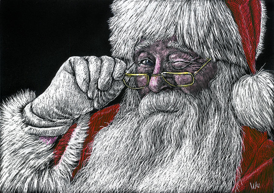 Santa Drawing by William Underwood