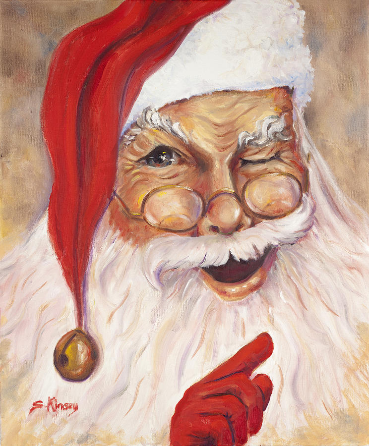 Santa Claus Painting - Santa Winking I by Sheila Kinsey