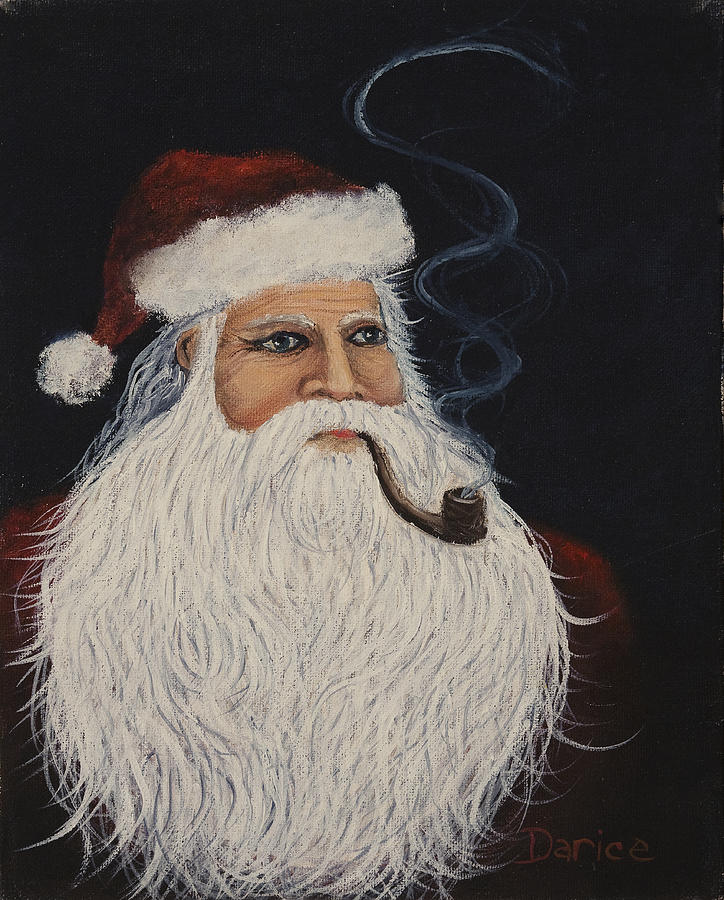 Santa With His Pipe Painting by Darice Machel McGuire