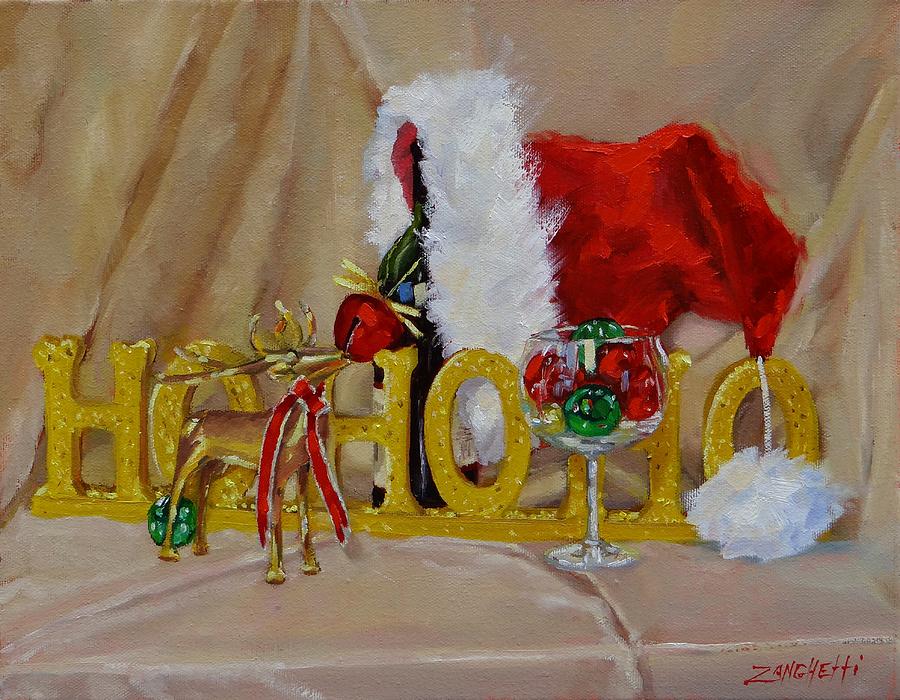 Santas Cheer two Painting by Laura Lee Zanghetti