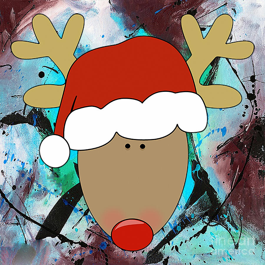 Santas Christmas Reindeer Mixed Media by Marvin Blaine