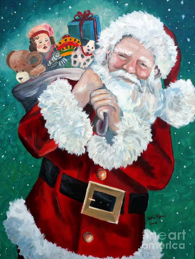 Toy Painting - Santas Coming to Town by Julie Brugh Riffey