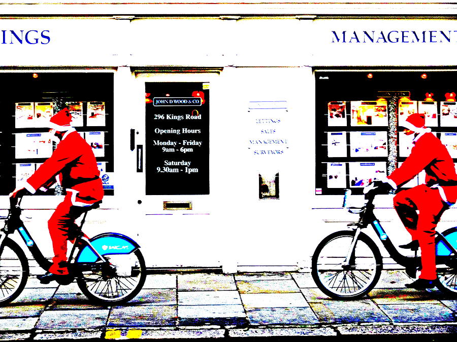 Santas Cruising London  Photograph by Funkpix Photo Hunter