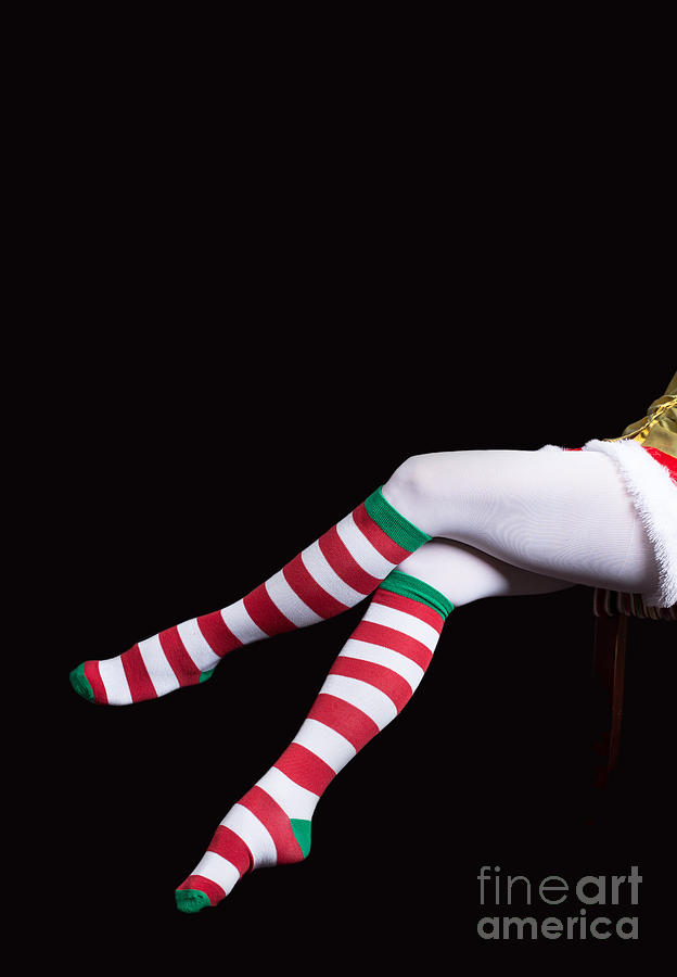 Santas Helper Legs Christmas Card Photograph by Edward Fielding