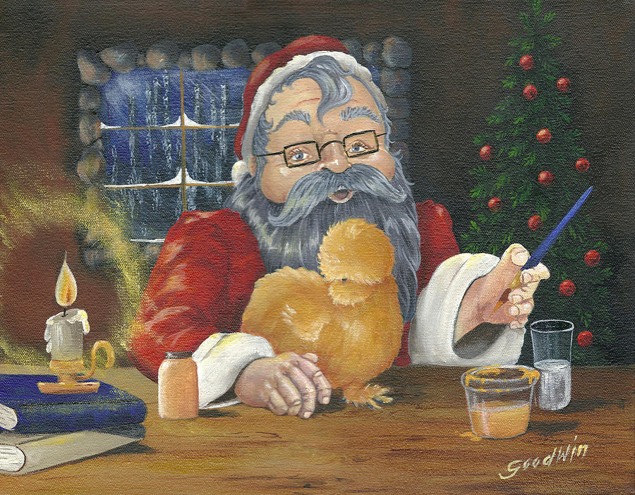 Christmas Painting - Santas Last Minute Silkie by Gilda Goodwin