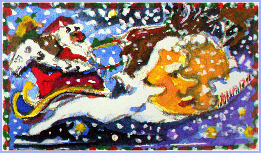 Santas Sleigh Painting by Mindy Newman
