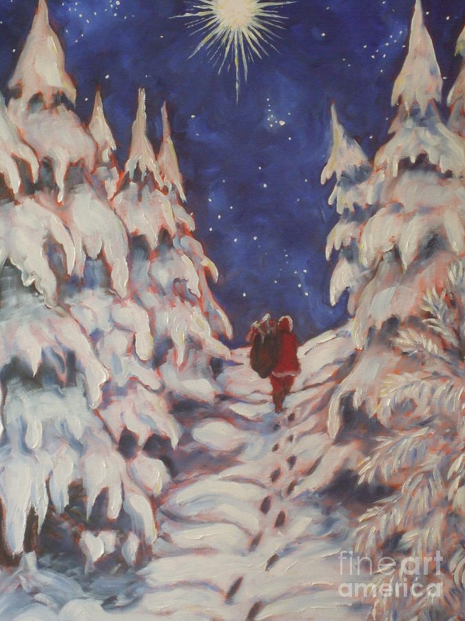 Santas Trek Painting by Paris Wyatt Llanso