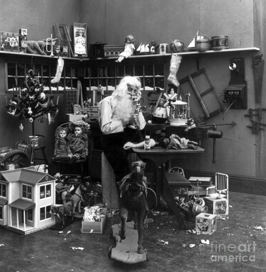 Christmas Photograph - Santas Workshop 1906 by Photo Researchers