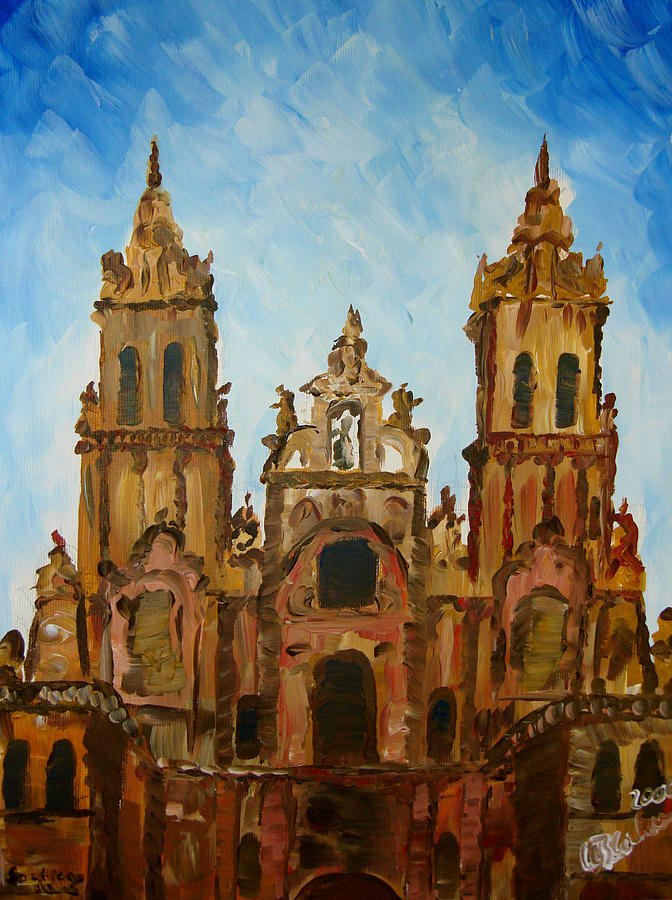 Santiago Painting - Santiago de Compostela Cathedral by M Bleichner