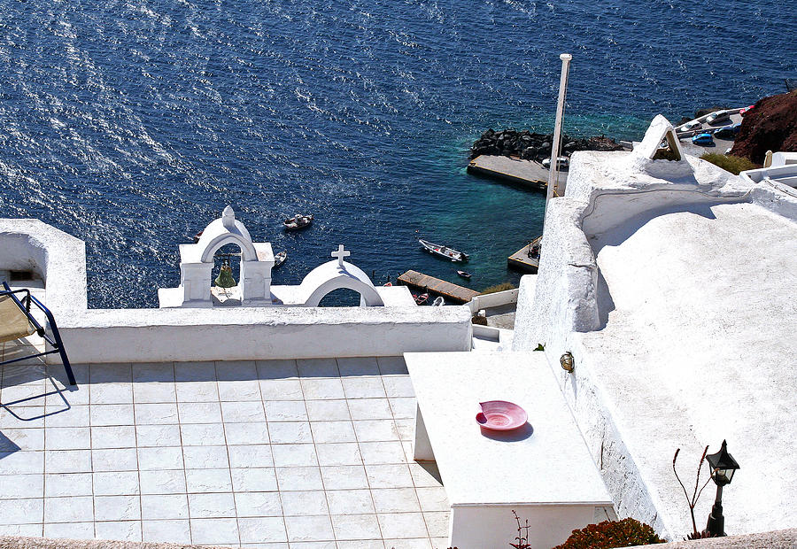 Santorini, Greece - Private Deck Photograph by Richard Krebs
