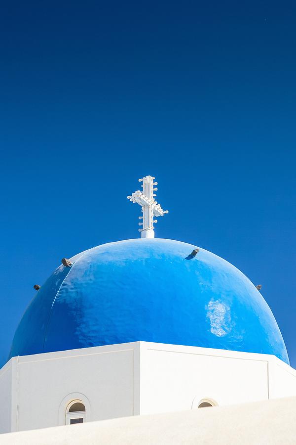 Santorini Photograph - Santorini Blue Dome by Bjoern Kindler