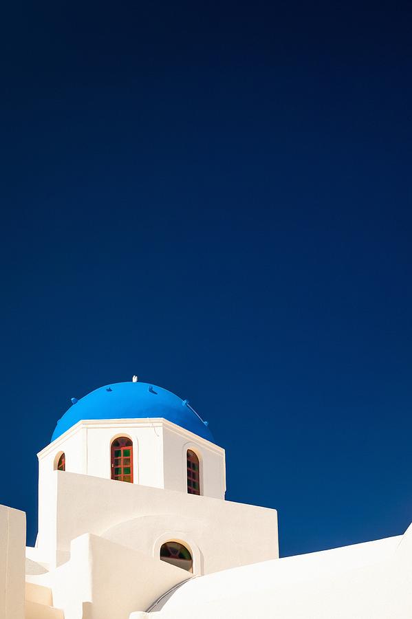 Architecture Photograph - Santorini Blue Domed Church by Bjoern Kindler