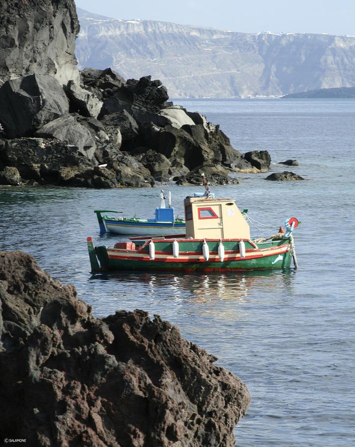 Santorini Boats Photograph by Brenda Salamone