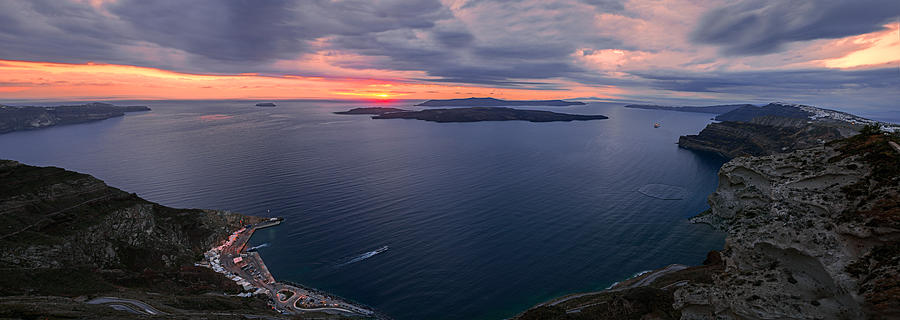 Sunset Photograph - Santorini Caldera Panorama by Panagiotis Assonitis