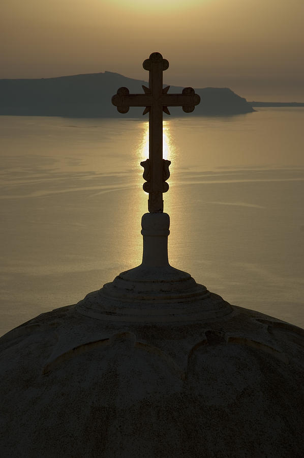 Santorini Cross Silhouette  Photograph by Jeremy Voisey
